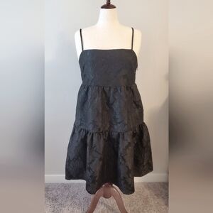 J Crew Factory Jacquared Strappy Tiered Mini Dress